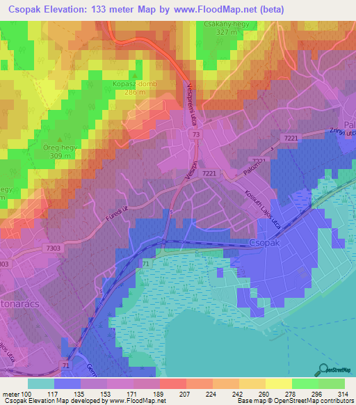 Csopak,Hungary Elevation Map