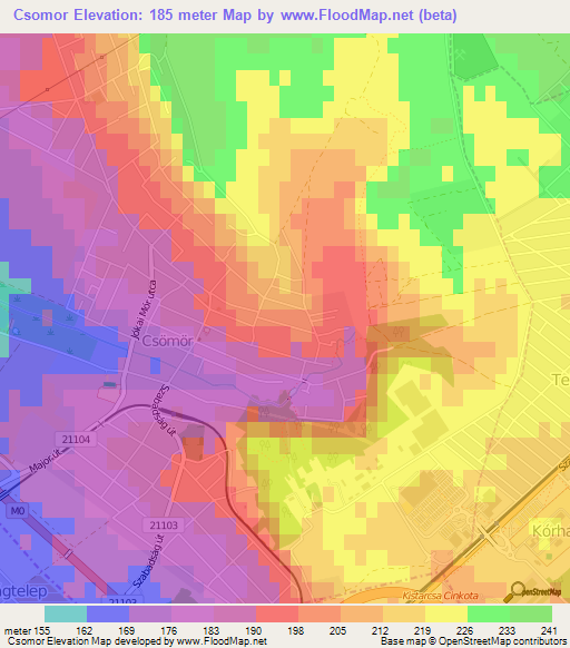 Csomor,Hungary Elevation Map