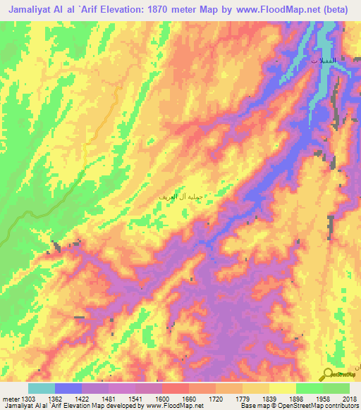 Jamaliyat Al al `Arif,Yemen Elevation Map