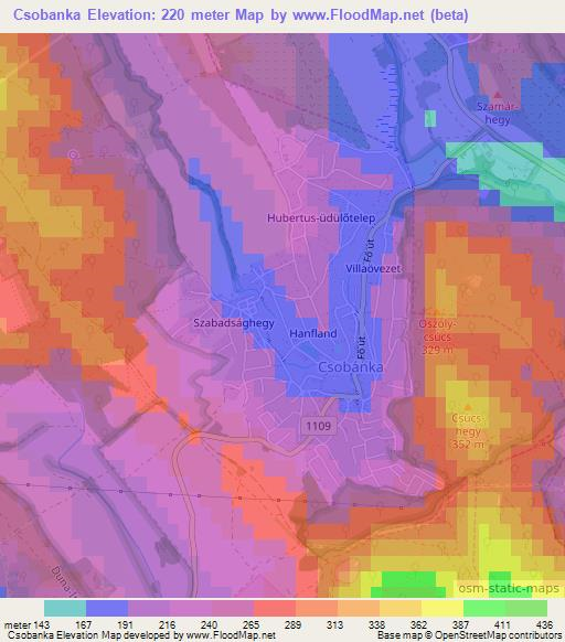 Csobanka,Hungary Elevation Map