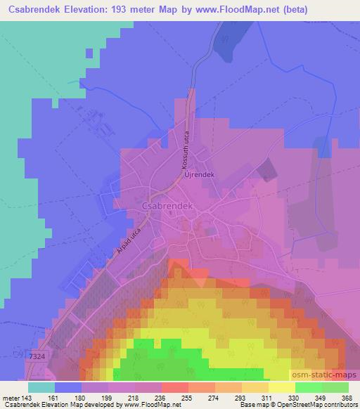 Csabrendek,Hungary Elevation Map