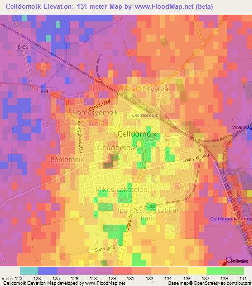 Celldomolk,Hungary Elevation Map