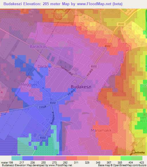 Budakeszi,Hungary Elevation Map
