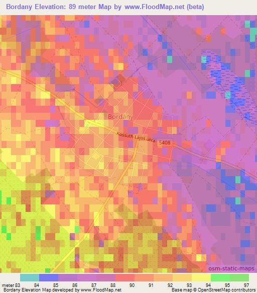 Bordany,Hungary Elevation Map