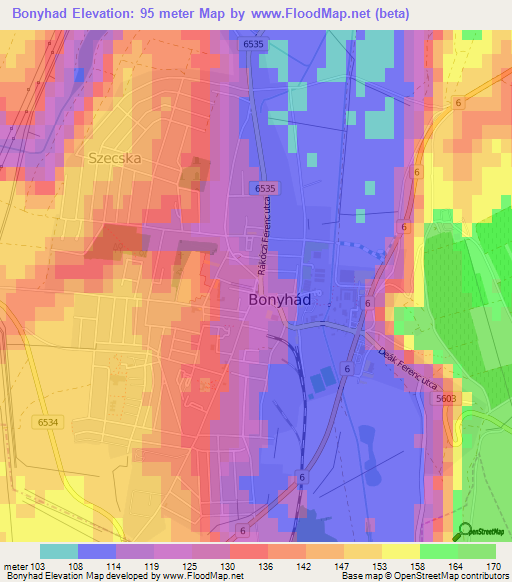 Bonyhad,Hungary Elevation Map
