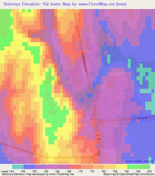 Bohonye,Hungary Elevation Map