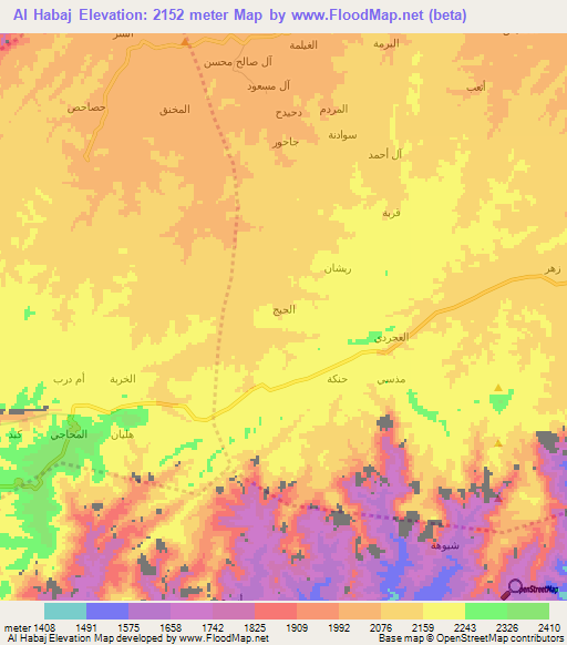 Al Habaj,Yemen Elevation Map