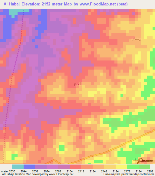 Al Habaj,Yemen Elevation Map