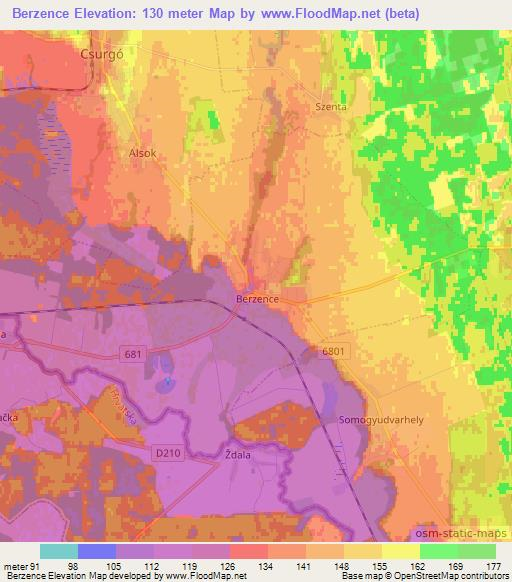Berzence,Hungary Elevation Map