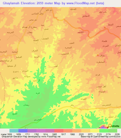 Ghaylamah,Yemen Elevation Map