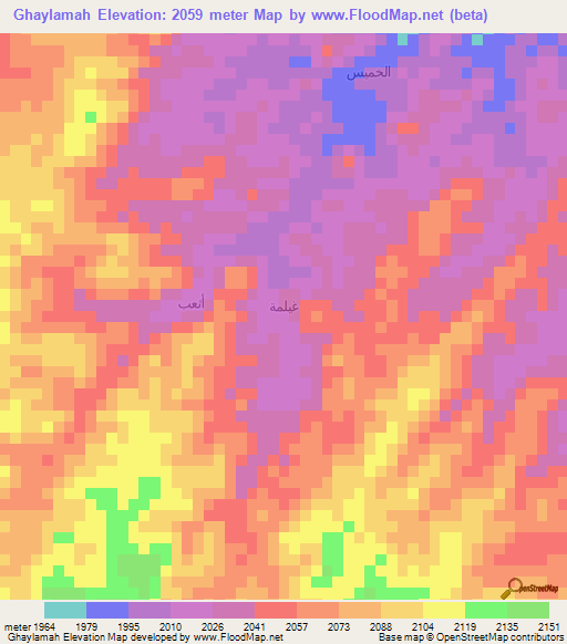 Ghaylamah,Yemen Elevation Map