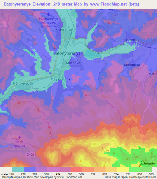 Batonyterenye,Hungary Elevation Map