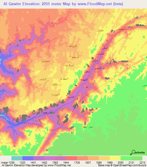 Al Qawim,Yemen Elevation Map