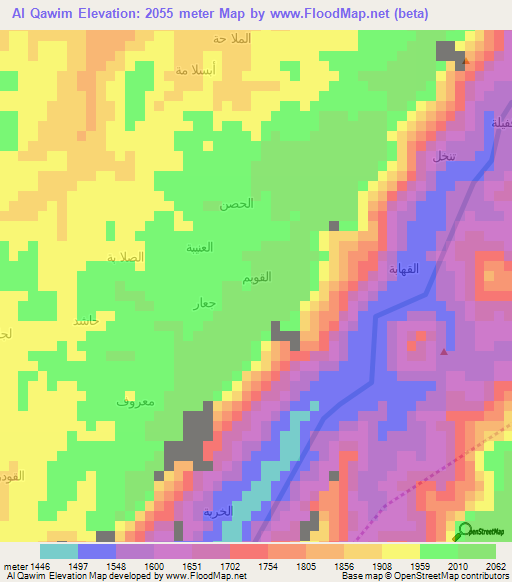 Al Qawim,Yemen Elevation Map