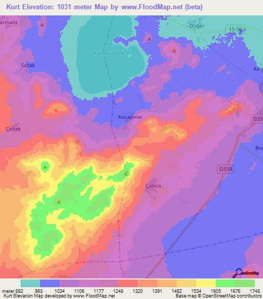 Kurt,Turkey Elevation Map
