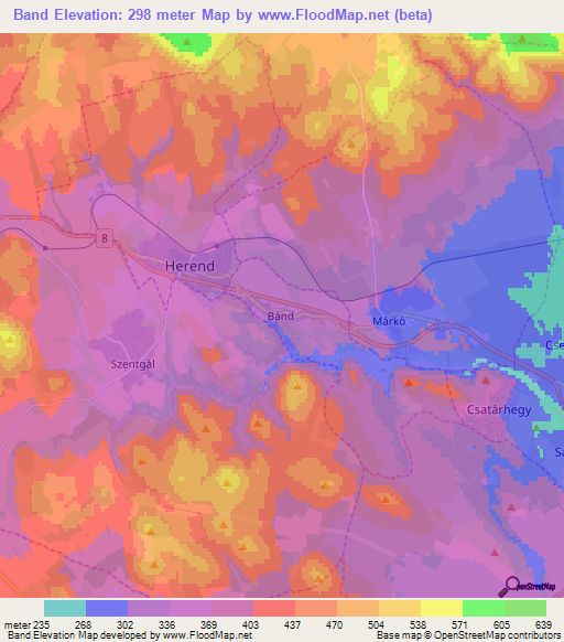 Band,Hungary Elevation Map