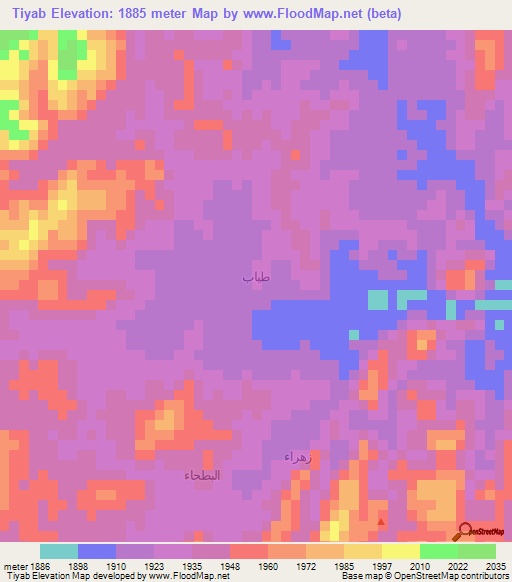 Tiyab,Yemen Elevation Map