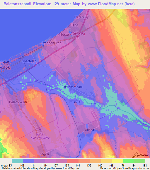 Balatonszabadi,Hungary Elevation Map