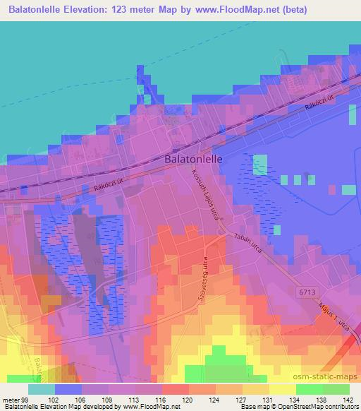 Balatonlelle,Hungary Elevation Map