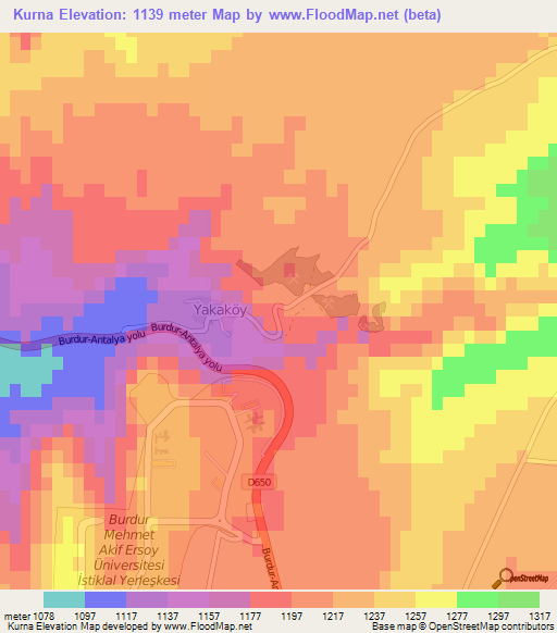 Kurna,Turkey Elevation Map