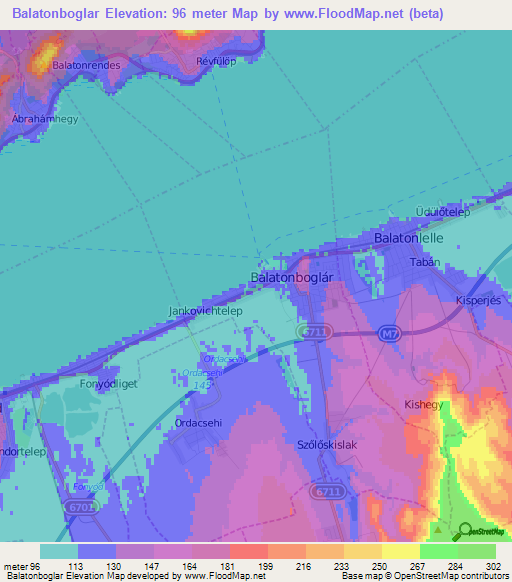 Balatonboglar,Hungary Elevation Map