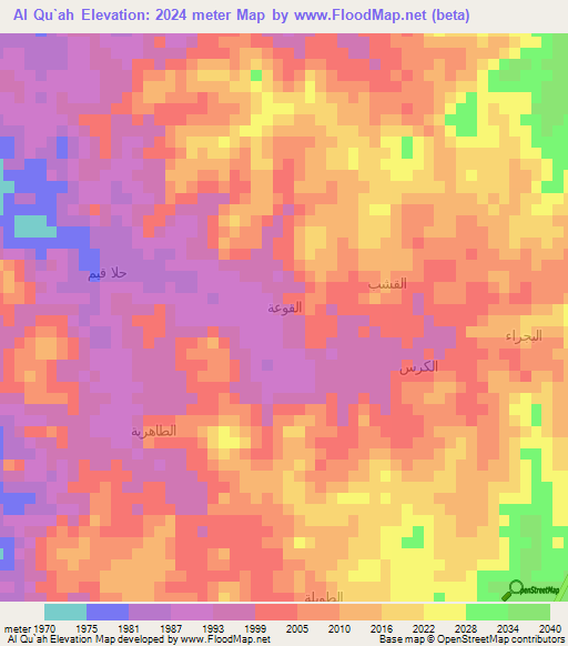 Al Qu`ah,Yemen Elevation Map