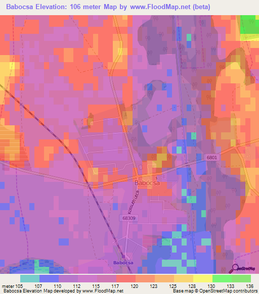 Babocsa,Hungary Elevation Map
