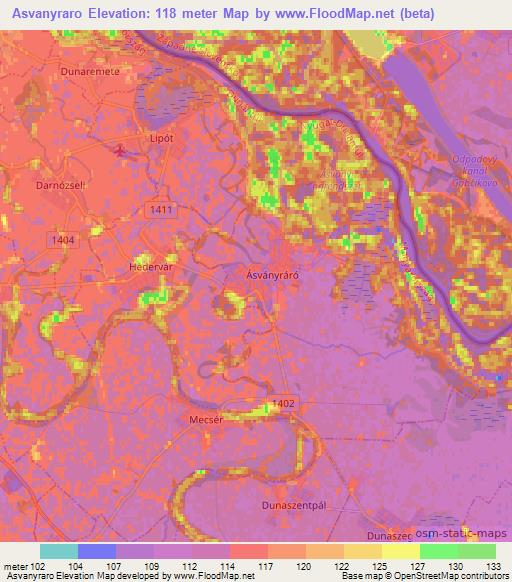 Asvanyraro,Hungary Elevation Map