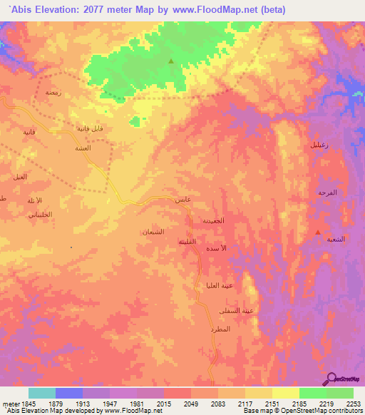 `Abis,Yemen Elevation Map