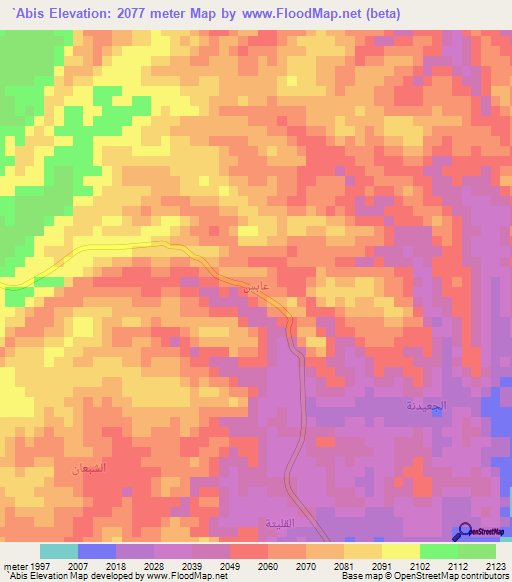 `Abis,Yemen Elevation Map