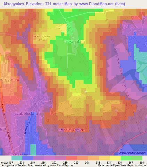 Alsogyukes,Hungary Elevation Map