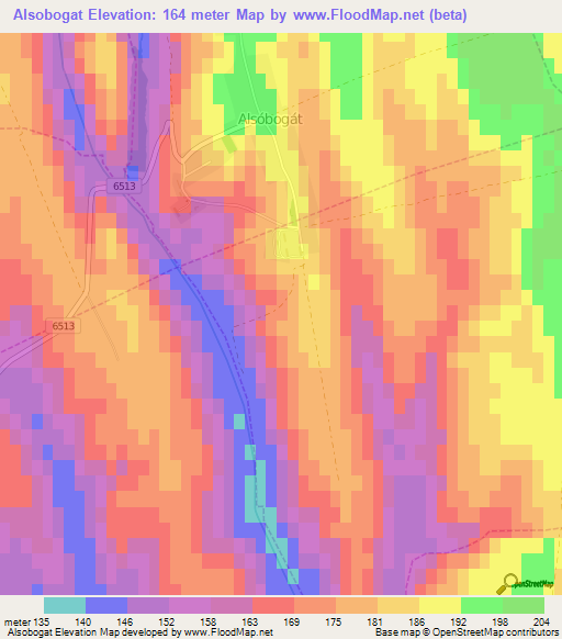 Alsobogat,Hungary Elevation Map