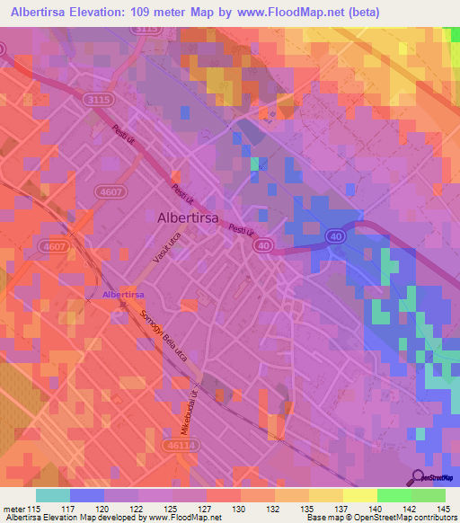 Albertirsa,Hungary Elevation Map