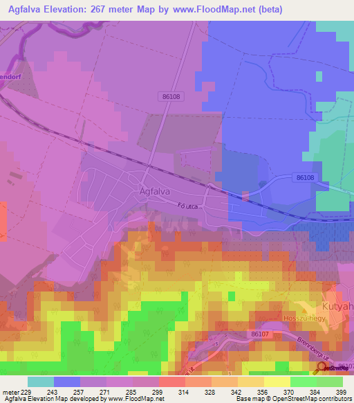 Agfalva,Hungary Elevation Map