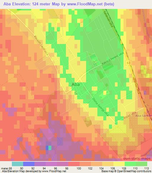 Aba,Hungary Elevation Map