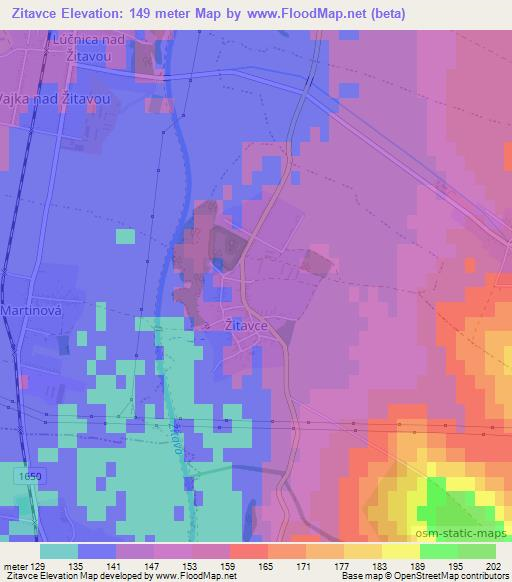 Zitavce,Slovakia Elevation Map
