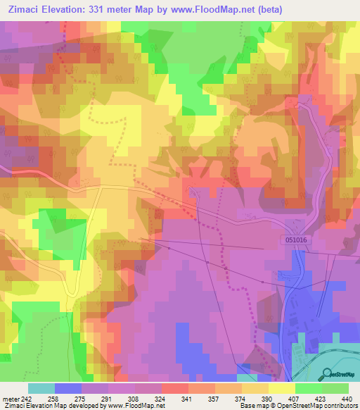 Zimaci,Slovakia Elevation Map