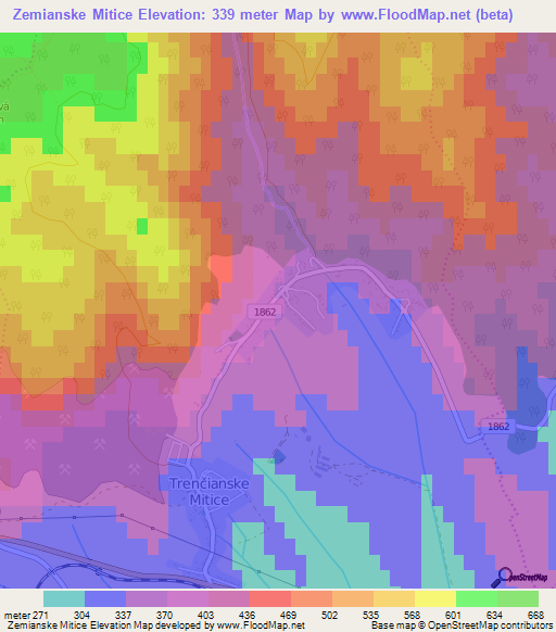 Zemianske Mitice,Slovakia Elevation Map