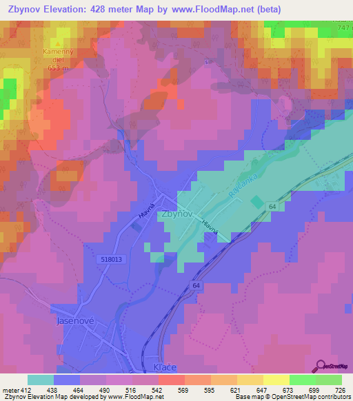 Zbynov,Slovakia Elevation Map
