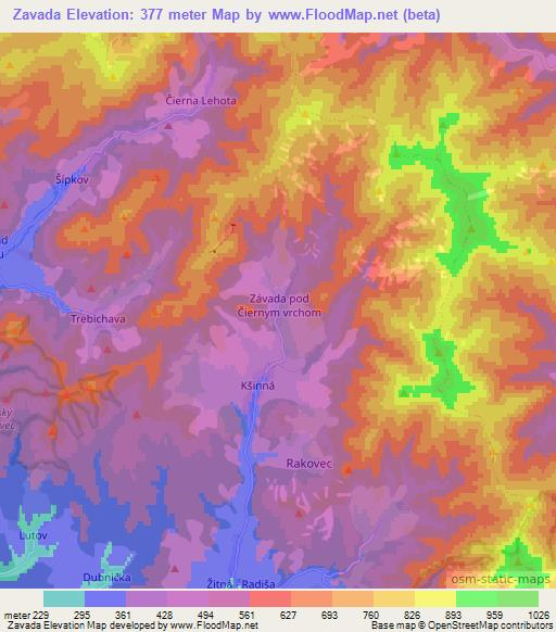 Zavada,Slovakia Elevation Map