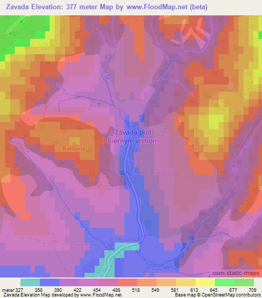 Zavada,Slovakia Elevation Map