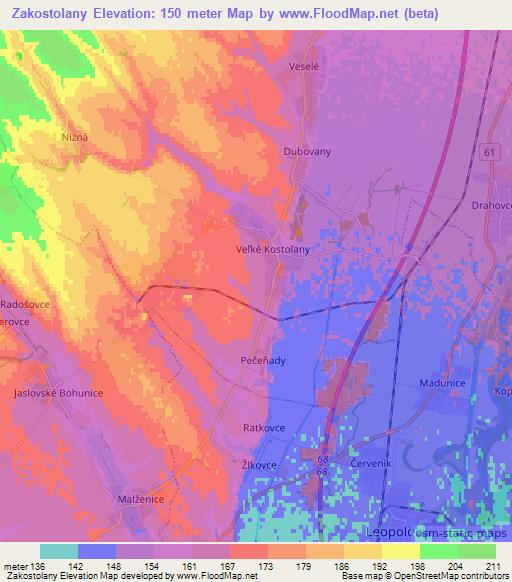 Zakostolany,Slovakia Elevation Map