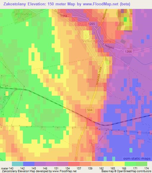Zakostolany,Slovakia Elevation Map
