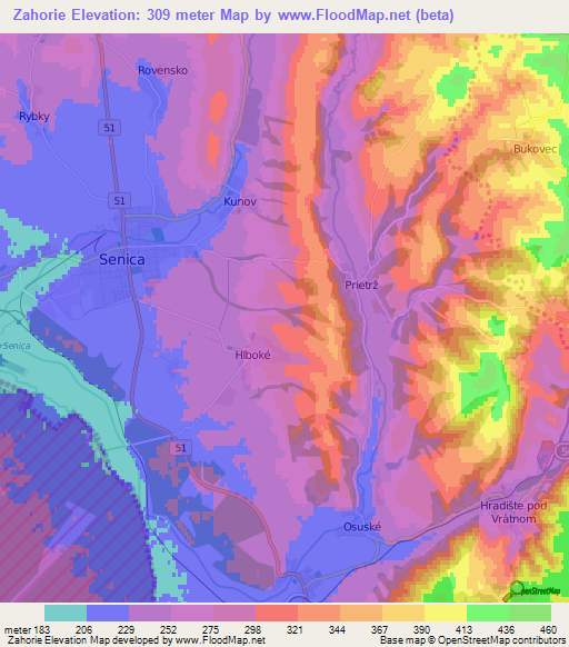 Zahorie,Slovakia Elevation Map