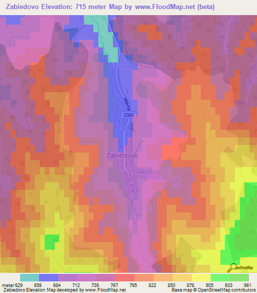 Zabiedovo,Slovakia Elevation Map