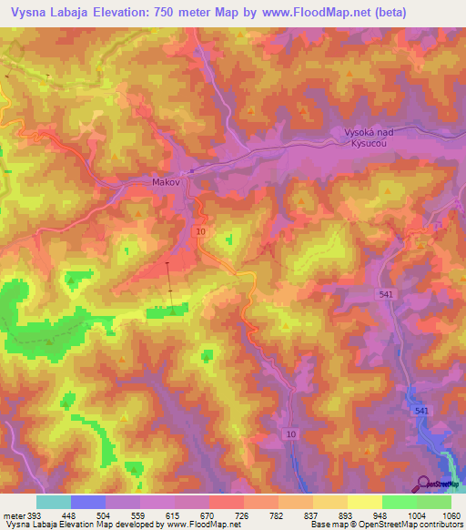 Vysna Labaja,Slovakia Elevation Map