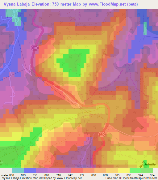 Vysna Labaja,Slovakia Elevation Map