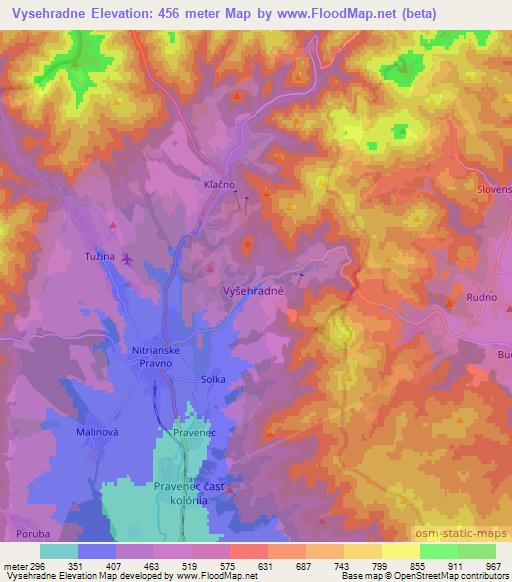Vysehradne,Slovakia Elevation Map
