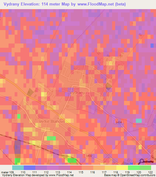 Vydrany,Slovakia Elevation Map