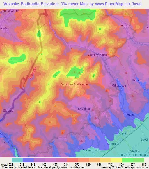 Vrsatske Podhradie,Slovakia Elevation Map